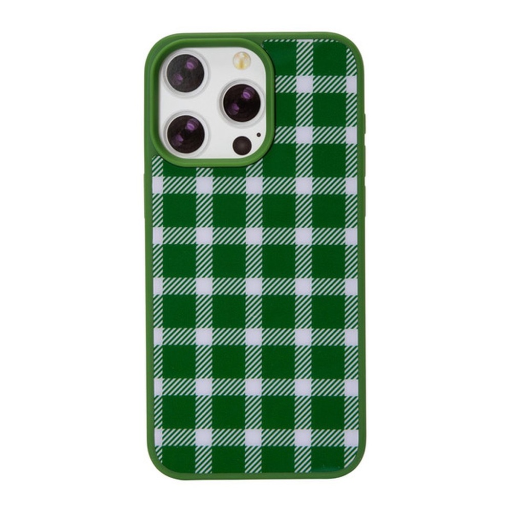 Micase iPhone 13 Pro Max Green Plaid Tempered Glass Case